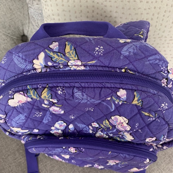 Vera Bradley Cotton Wild Roses Floral Small Travel Backpack - Picture 9 of 14